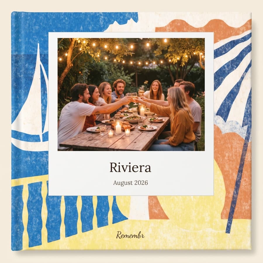 Lemons and Sea Air — an 11×11 hardcover reading “Riviera, August 2026”