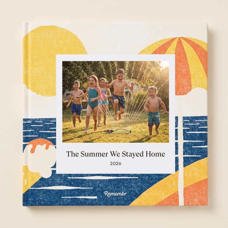 Long Days — an 11×11 hardcover reading “The Summer We Stayed Home, 2026”